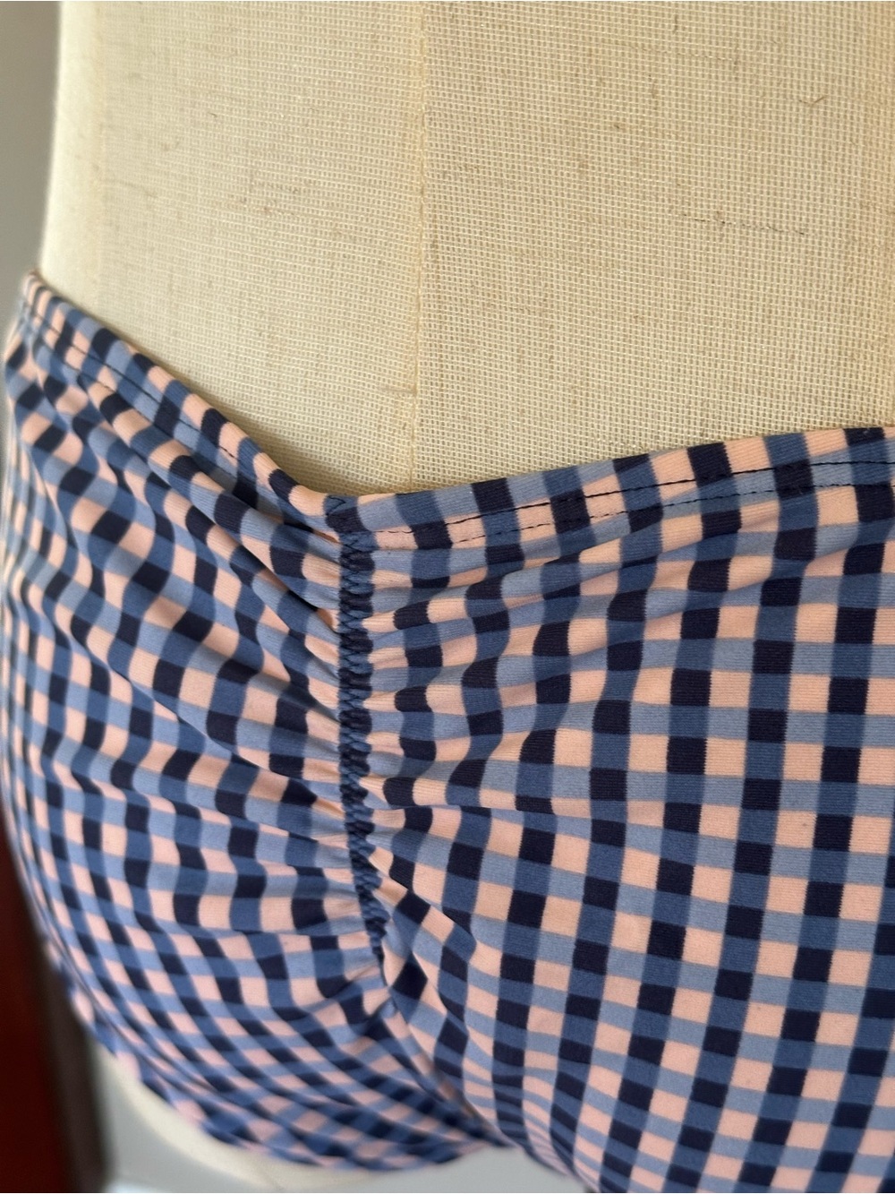 Xhilaration Navy and White Gingham Bikini with Scallop Trim - Picture 8 of 11